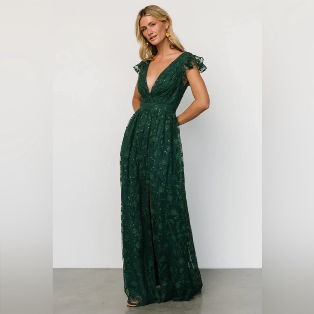 Baltic Born Deep Green Lace Maxi Dress